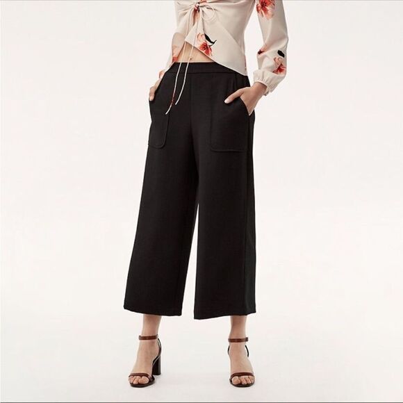 Aritzia Wilfred Boissier Wide Leg Crop Pant In Black Sz Medium - Picture 1 of 13